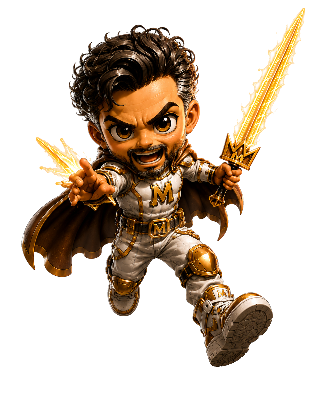 Figura MiniYoos héroe con espada dorada